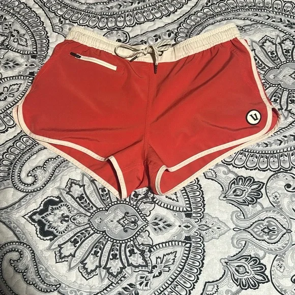 Vuori Women's Athletic Shorts - Melon and White - Picture 11 of 12